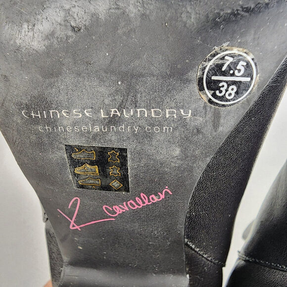 Kristin Cavallari Chinese Laundry Black Leather Ankle Boots Size 7.5 - Picture 10 of 12